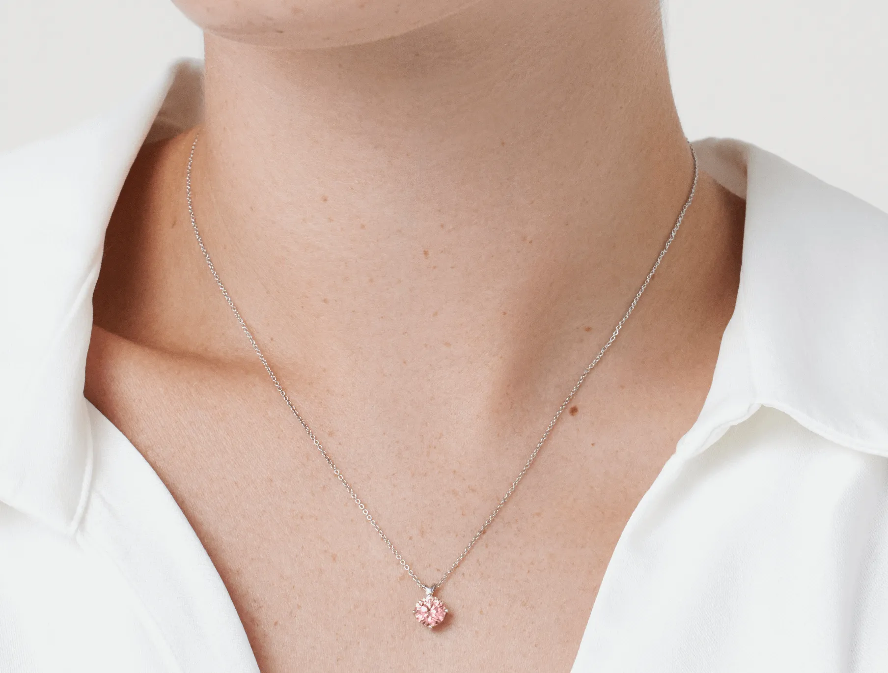 Lab-Grown Diamond 1ct. Round Brilliant Solitaire Pendant | Pink