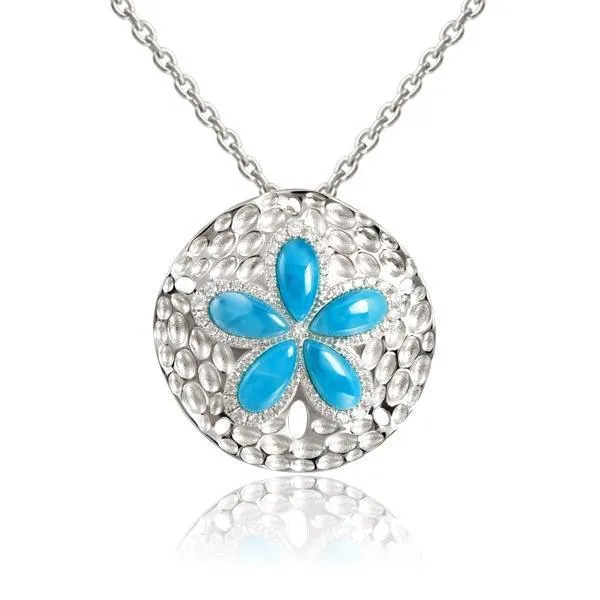 Larimar Living Sand Dollar Pendant