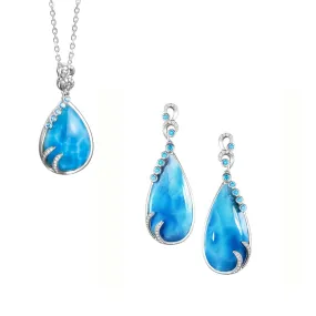 Larimar Tears of Joy Pendant & Earrings Set