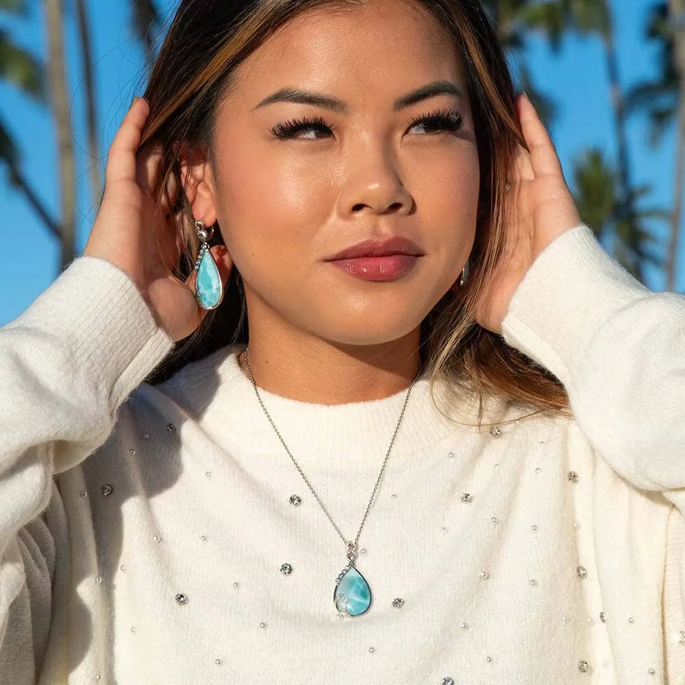 Larimar Tears of Joy Pendant & Earrings Set