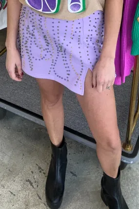 Lavender Mardi Gras Bead Skort by Queen of Sparkles