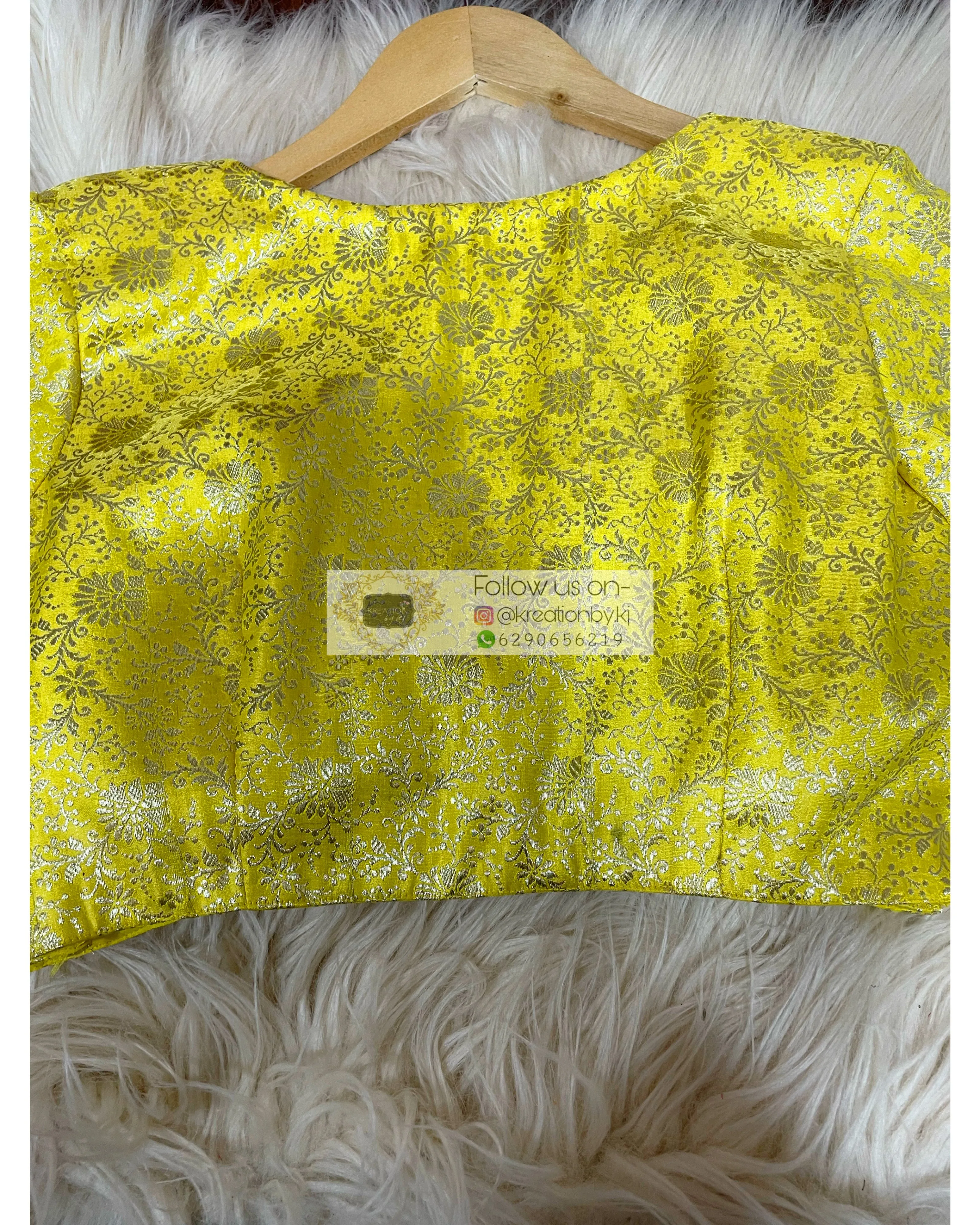 Lemon Brocade Full Sleeve Blouse