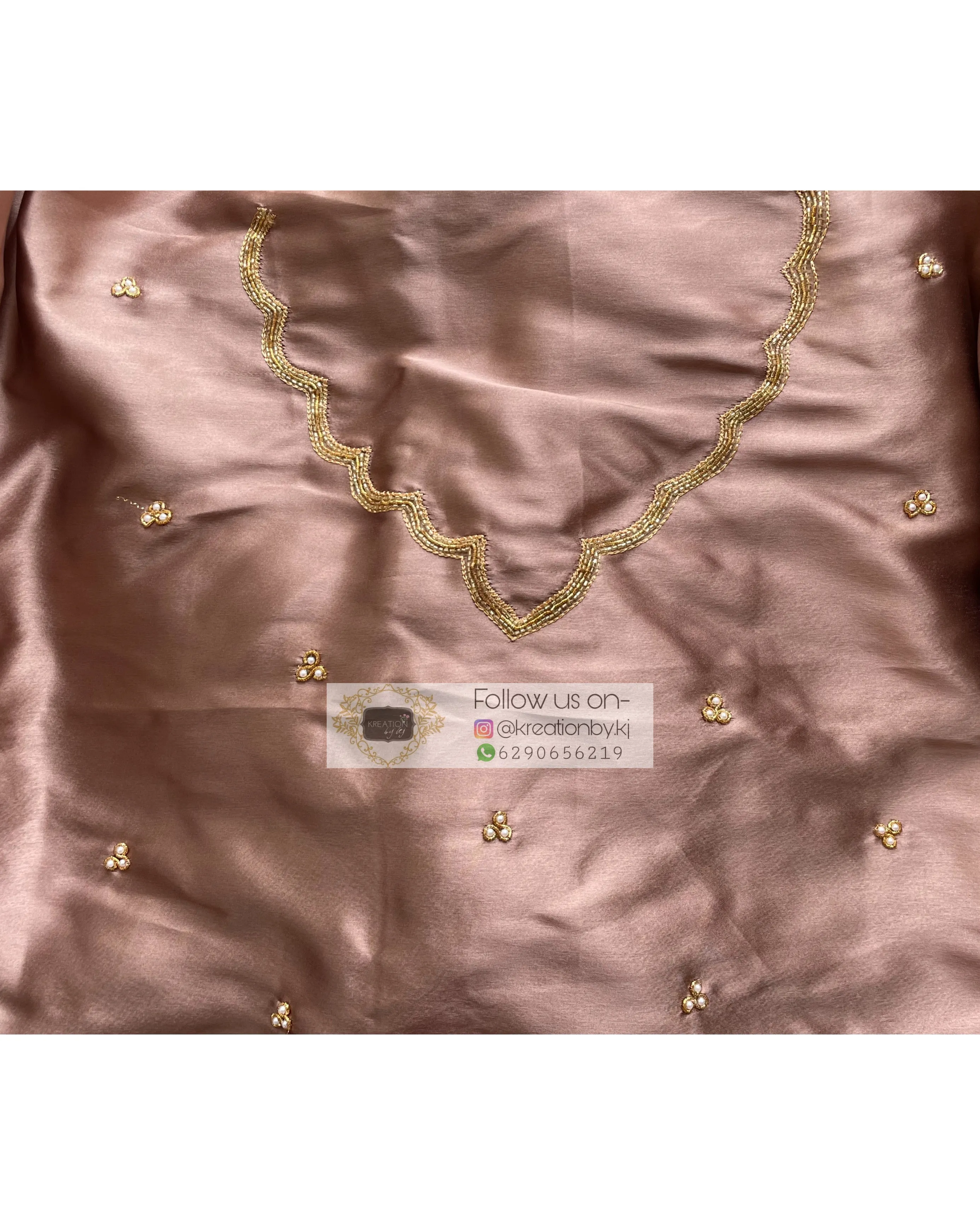 Lilac Satin Silk Saree With Handembroidered Scalloping