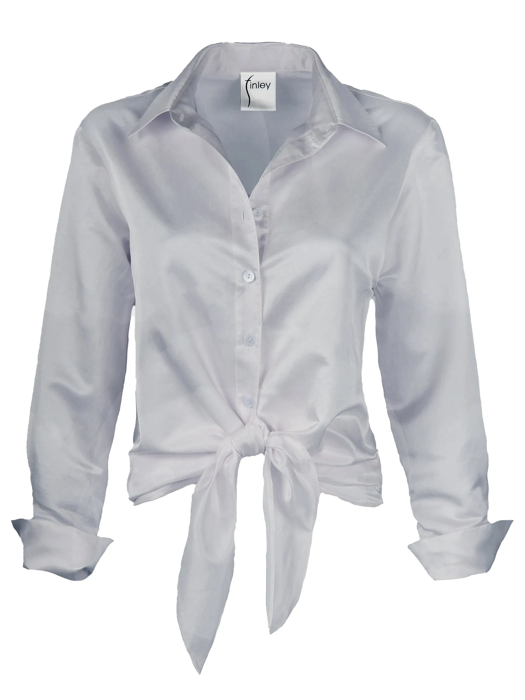 Lindy Tie Front Blouse Silver Silk/Cotton