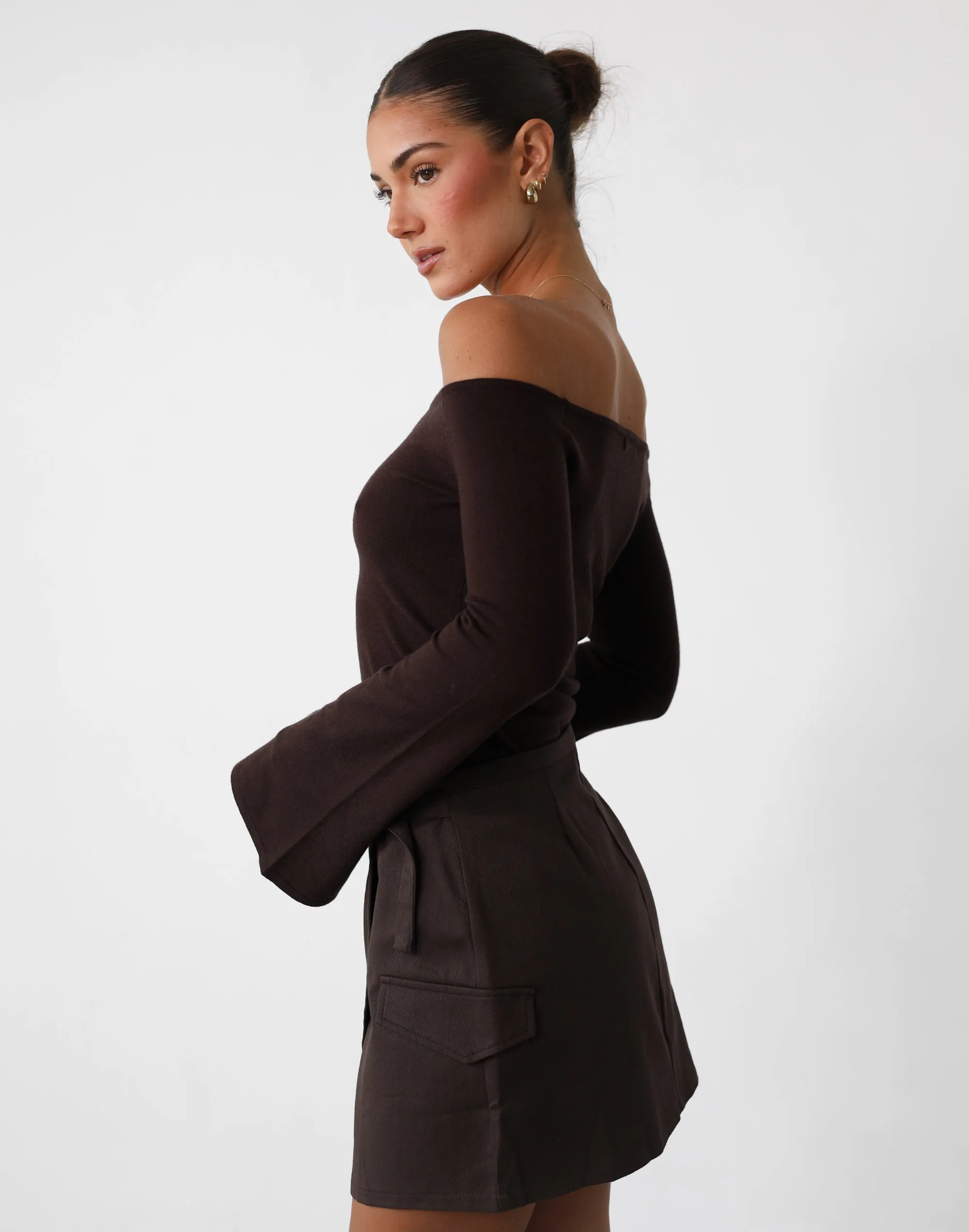 Luna Long Sleeve Knit Top (Chocolate)