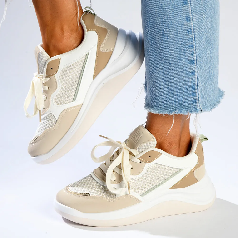 Madison Tanya Mesh Fashion Sneaker - Nude/Multi Colour