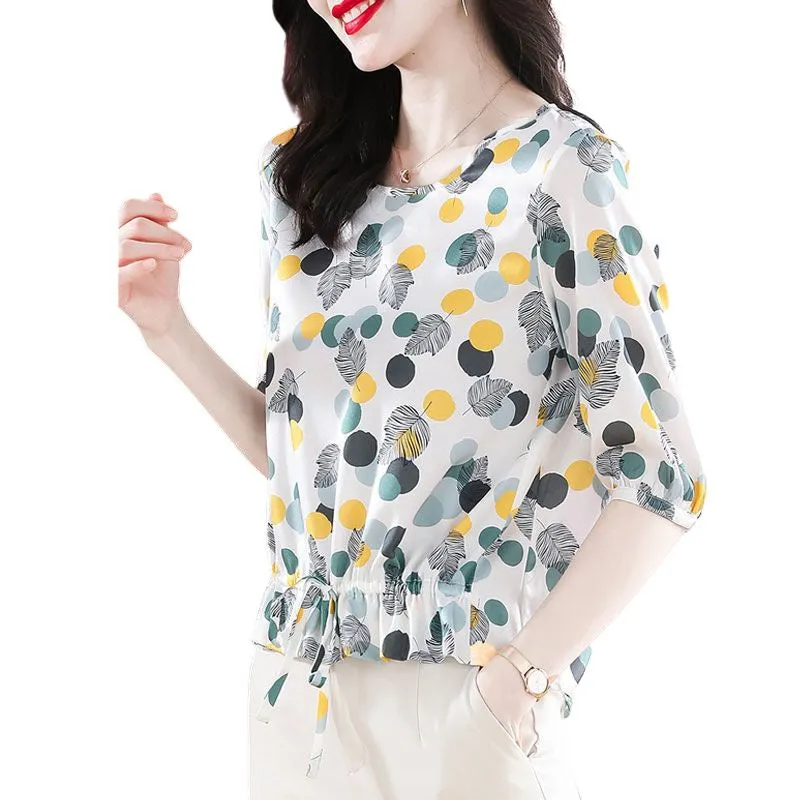 MARLEY Design Women's Fashion Stylish Polka Dots Chiffon Blouse Top