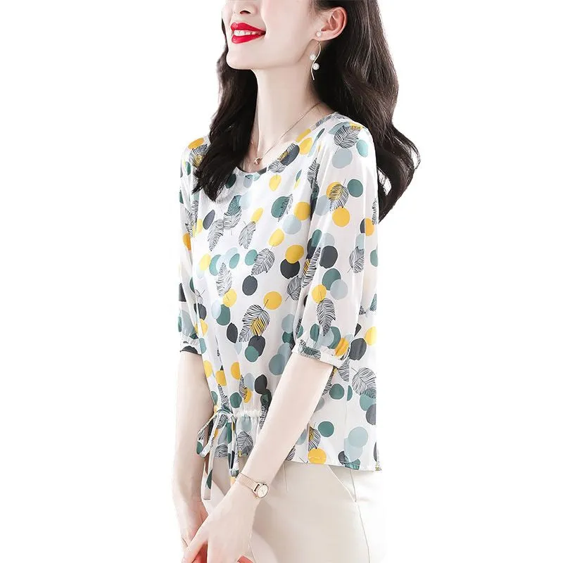 MARLEY Design Women's Fashion Stylish Polka Dots Chiffon Blouse Top