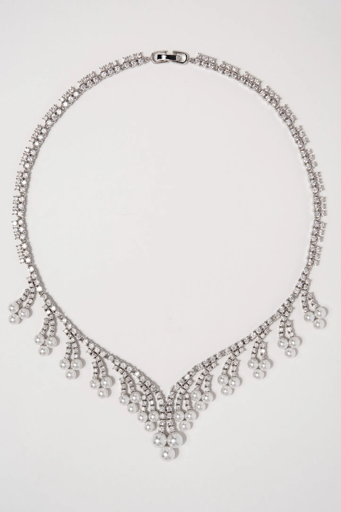 Megan Glam Cubic Z Necklace Set - Silver