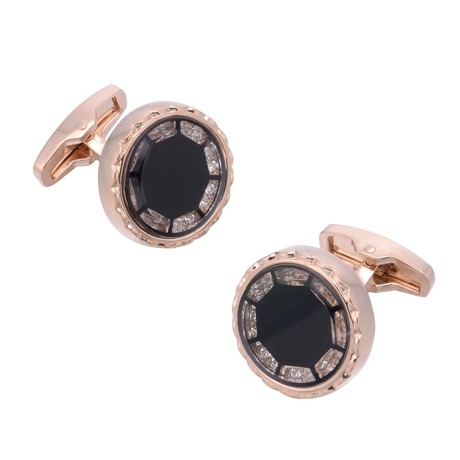 Men's Luxury Diamond Gold Cufflinks Guff Studs