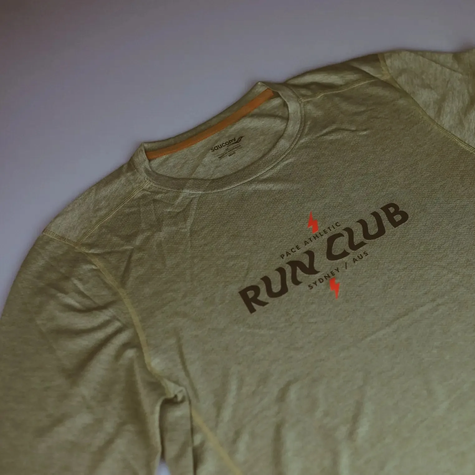 Mens Saucony x Run Club - Stopwatch Long Sleeve - Coffee / Heather