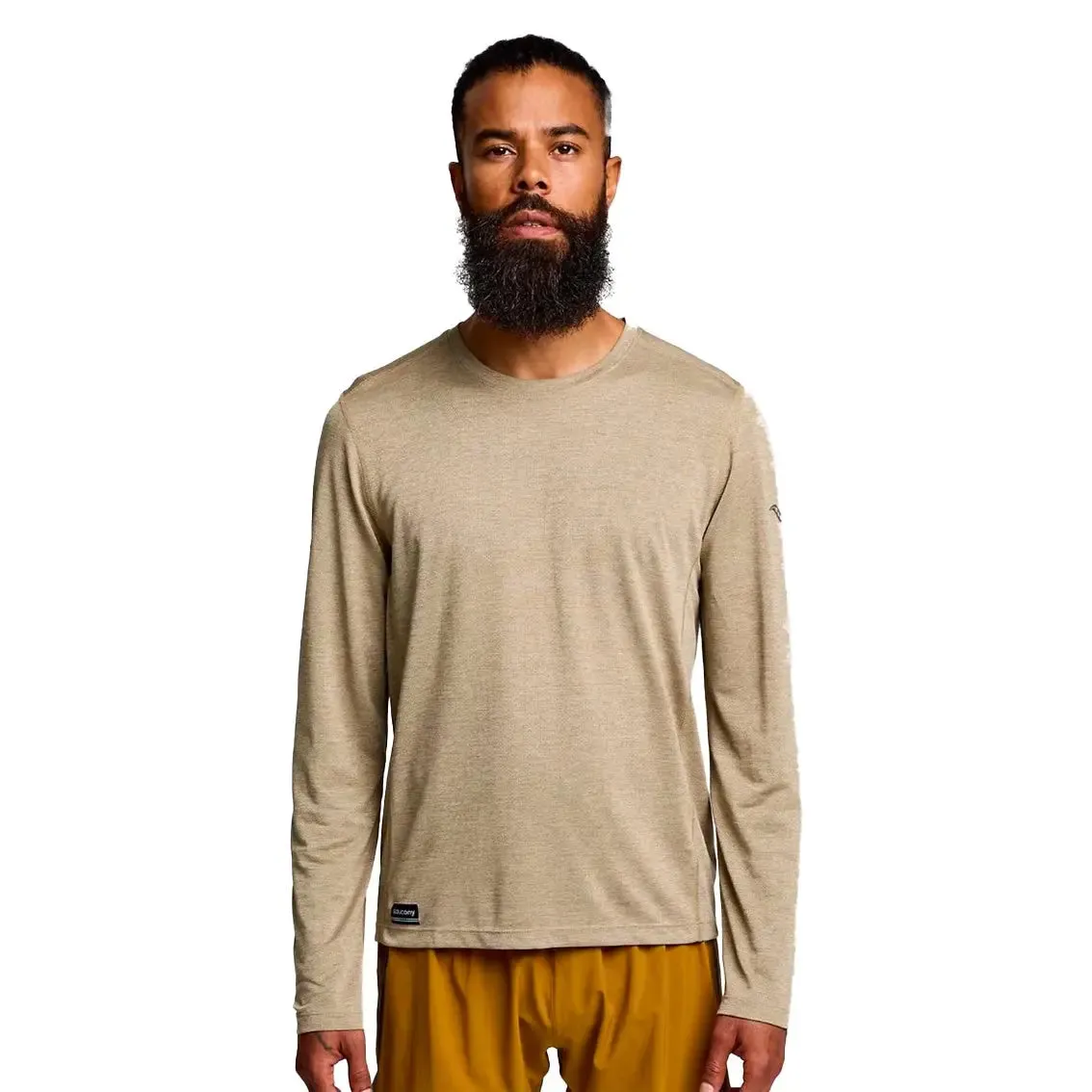 Mens Saucony x Run Club - Stopwatch Long Sleeve - Coffee / Heather