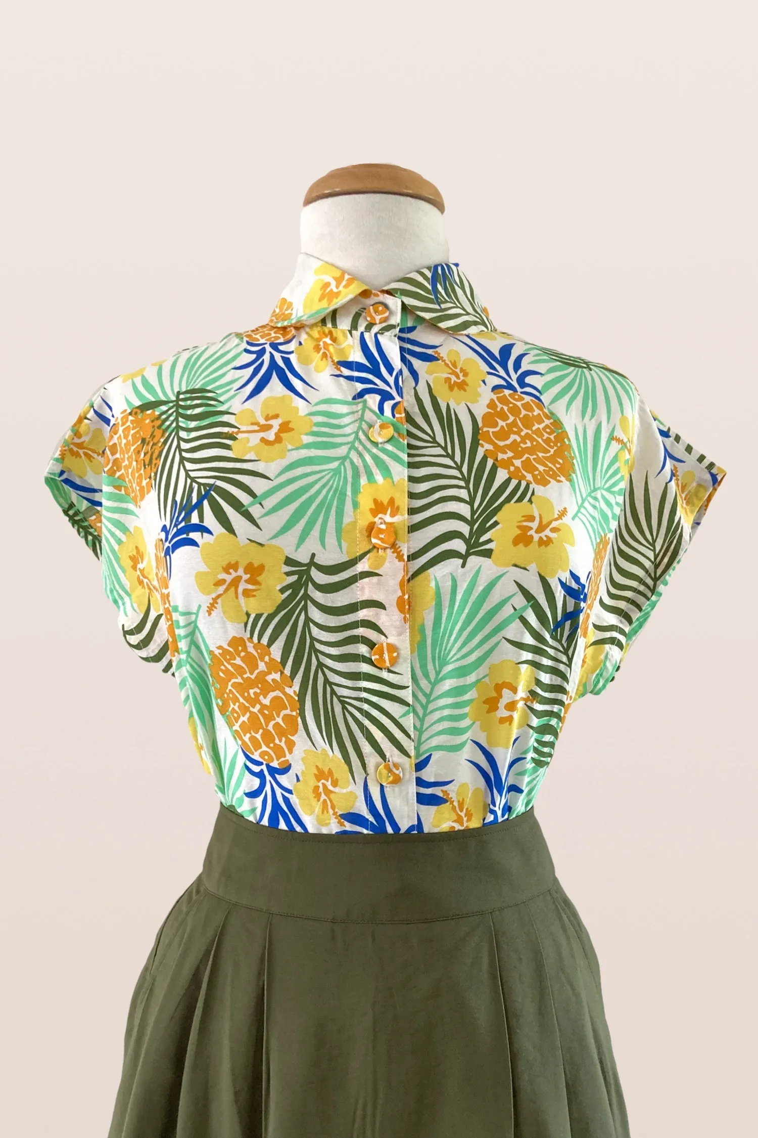 Minki Green & Mustard Tiki Floral Blouse