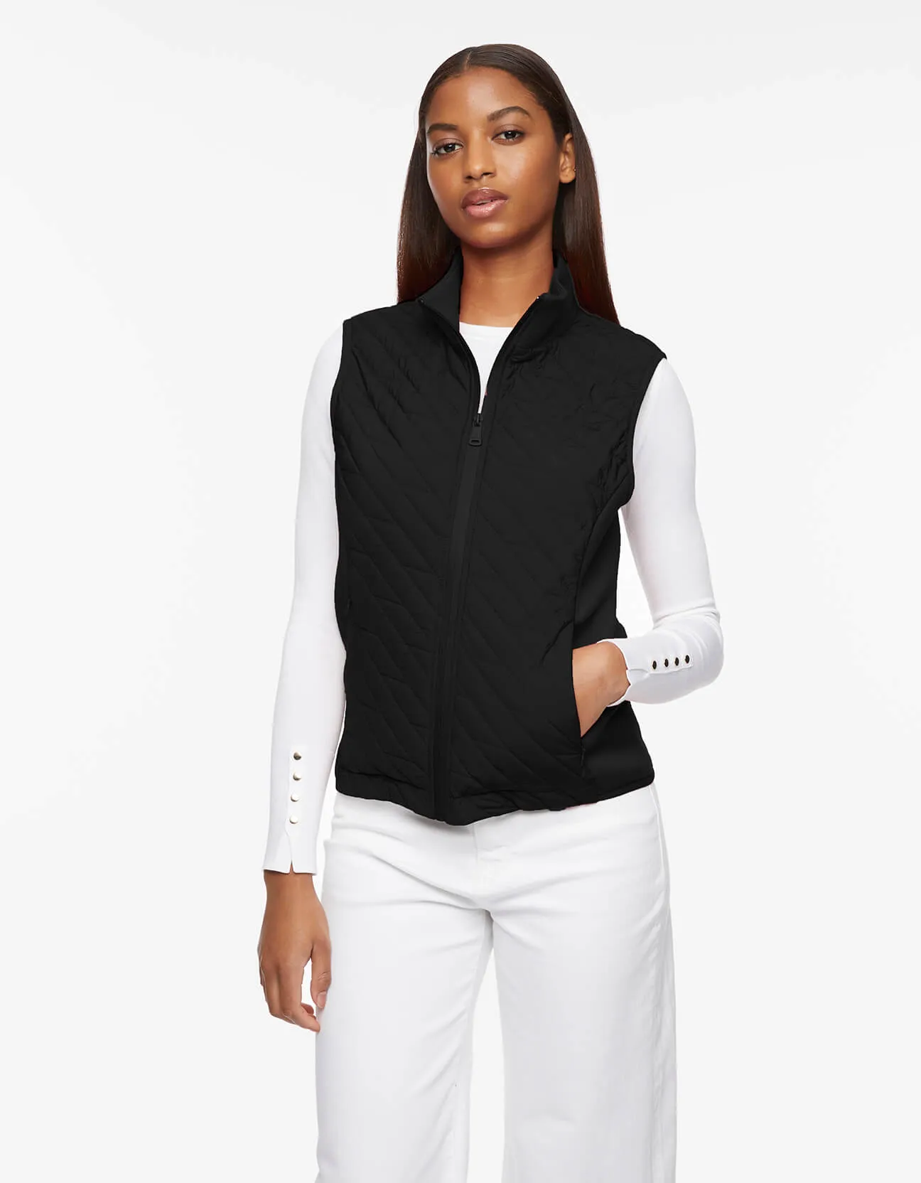 Mod Mix Neoprene Trim Puffer Vest