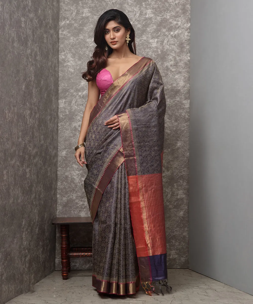 Multicolor handwoven chhatisgarh tussar silk saree