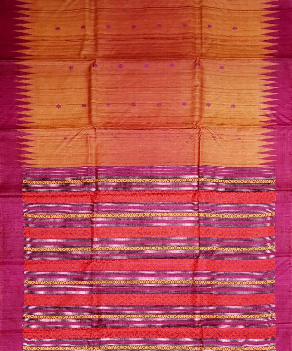 Multicolor pink tussar silk handloom gopalpur saree