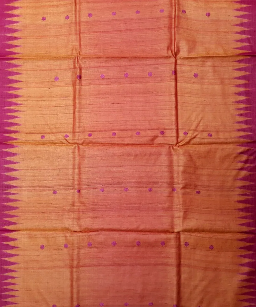 Multicolor pink tussar silk handloom gopalpur saree