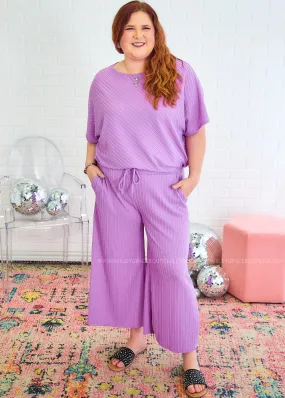 Natasha Textured Crop Pants - Violet