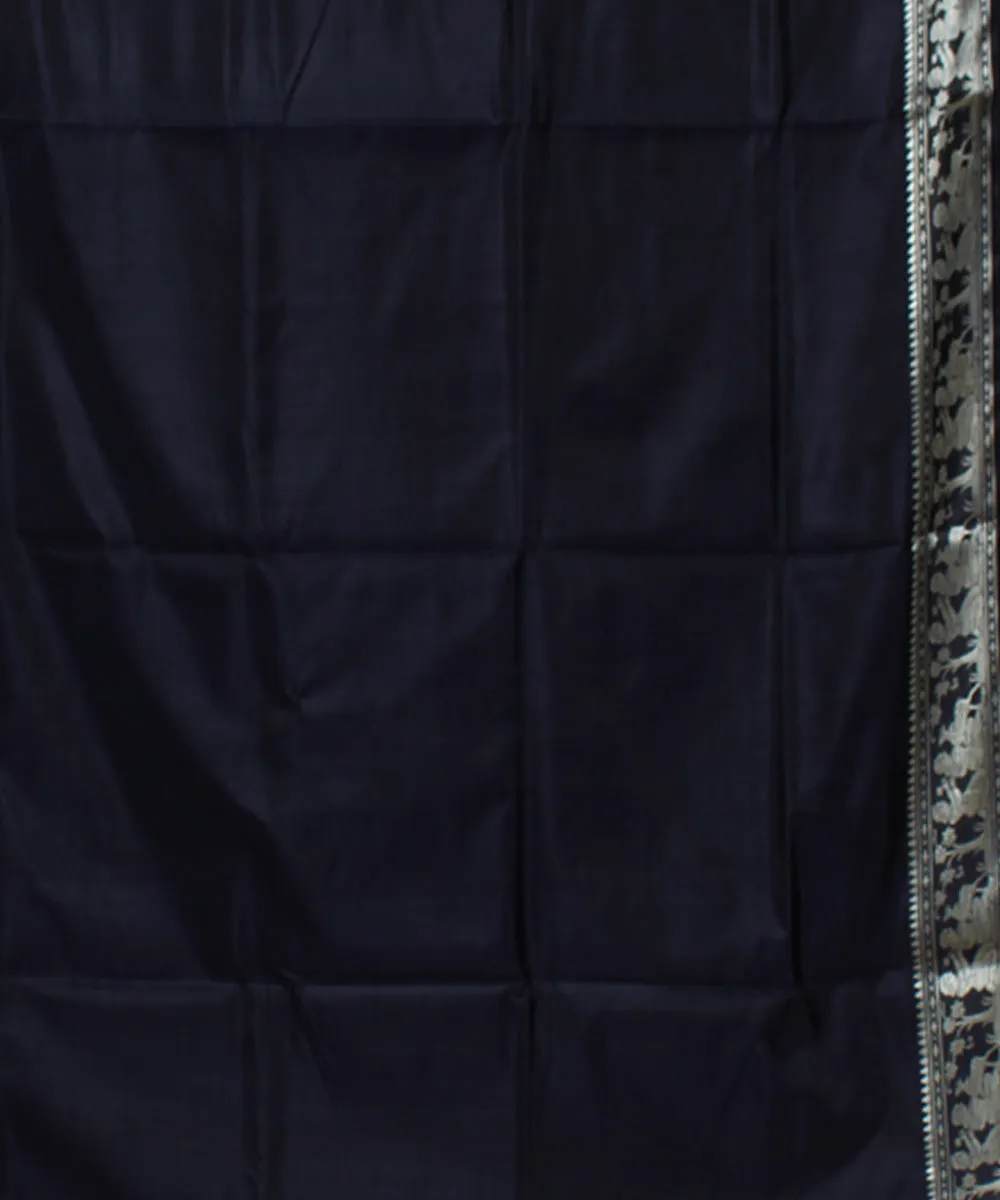 Navy blue handwoven baluchari silk saree