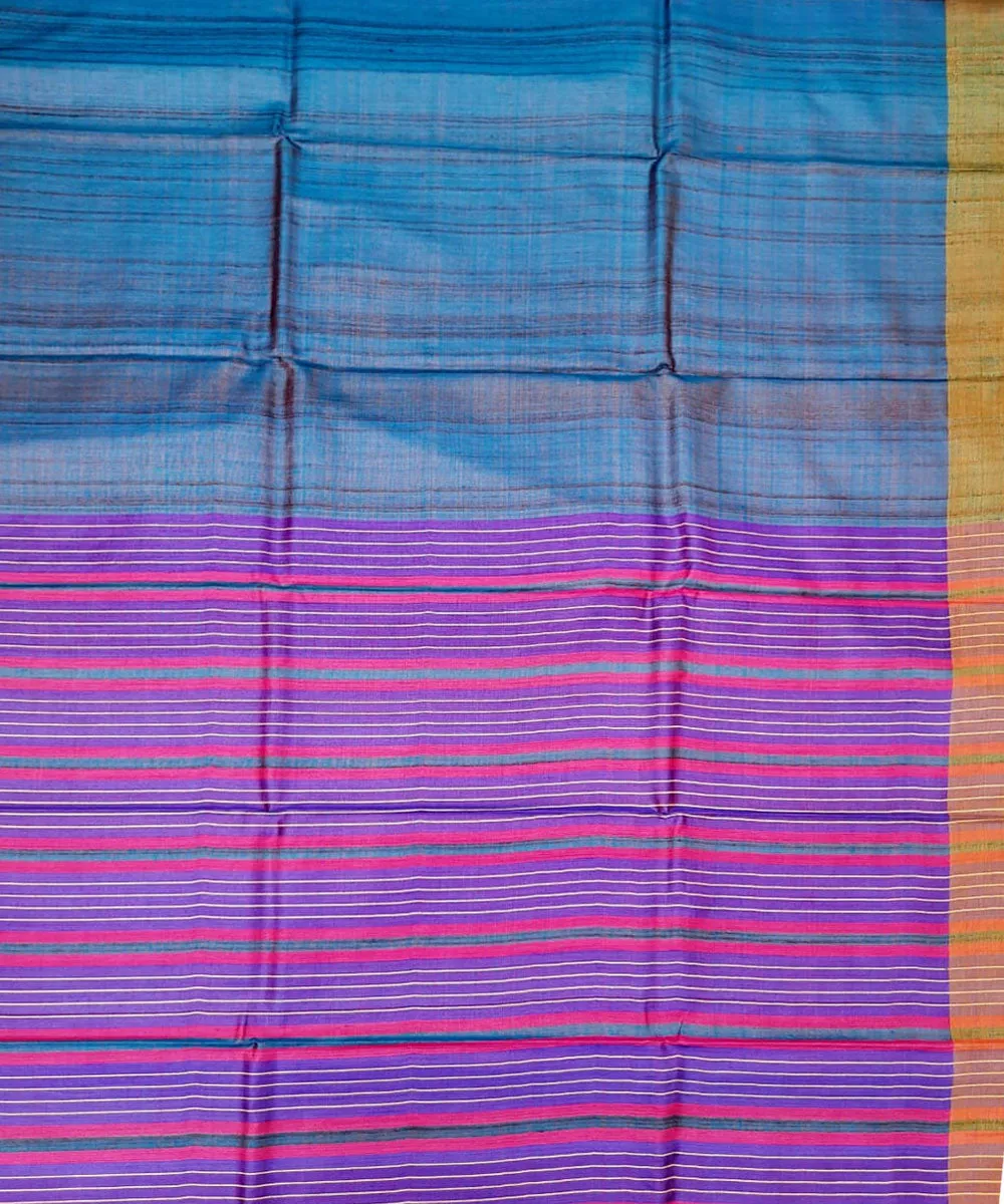 Navy blue pink tussar silk handloom gopalpur saree