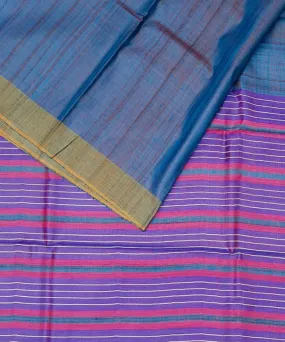 Navy blue pink tussar silk handloom gopalpur saree