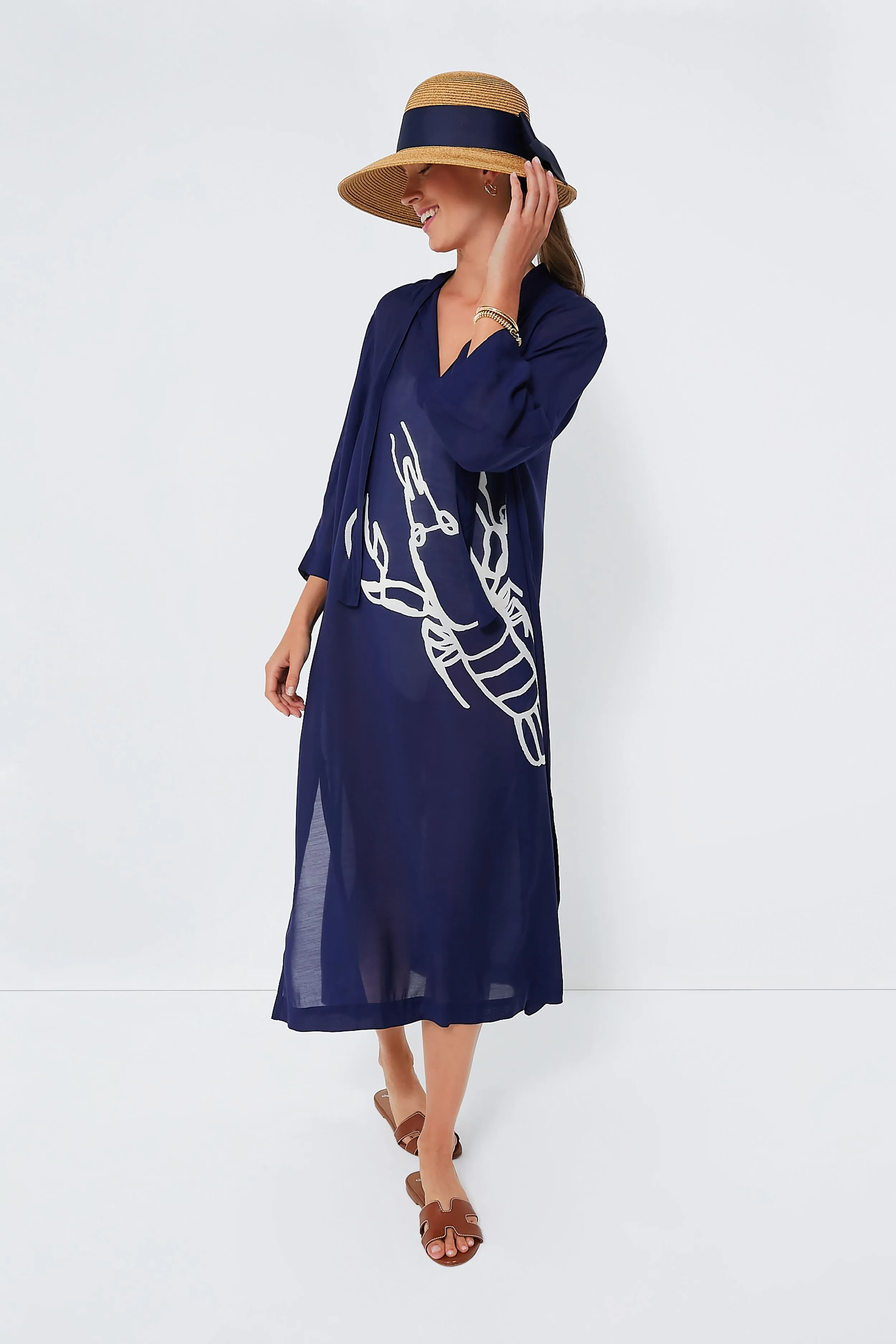 Navy Lobster Maxi Marseille Caftan