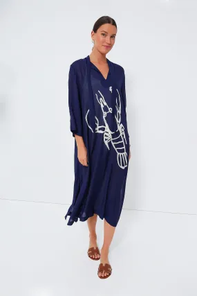 Navy Lobster Maxi Marseille Caftan