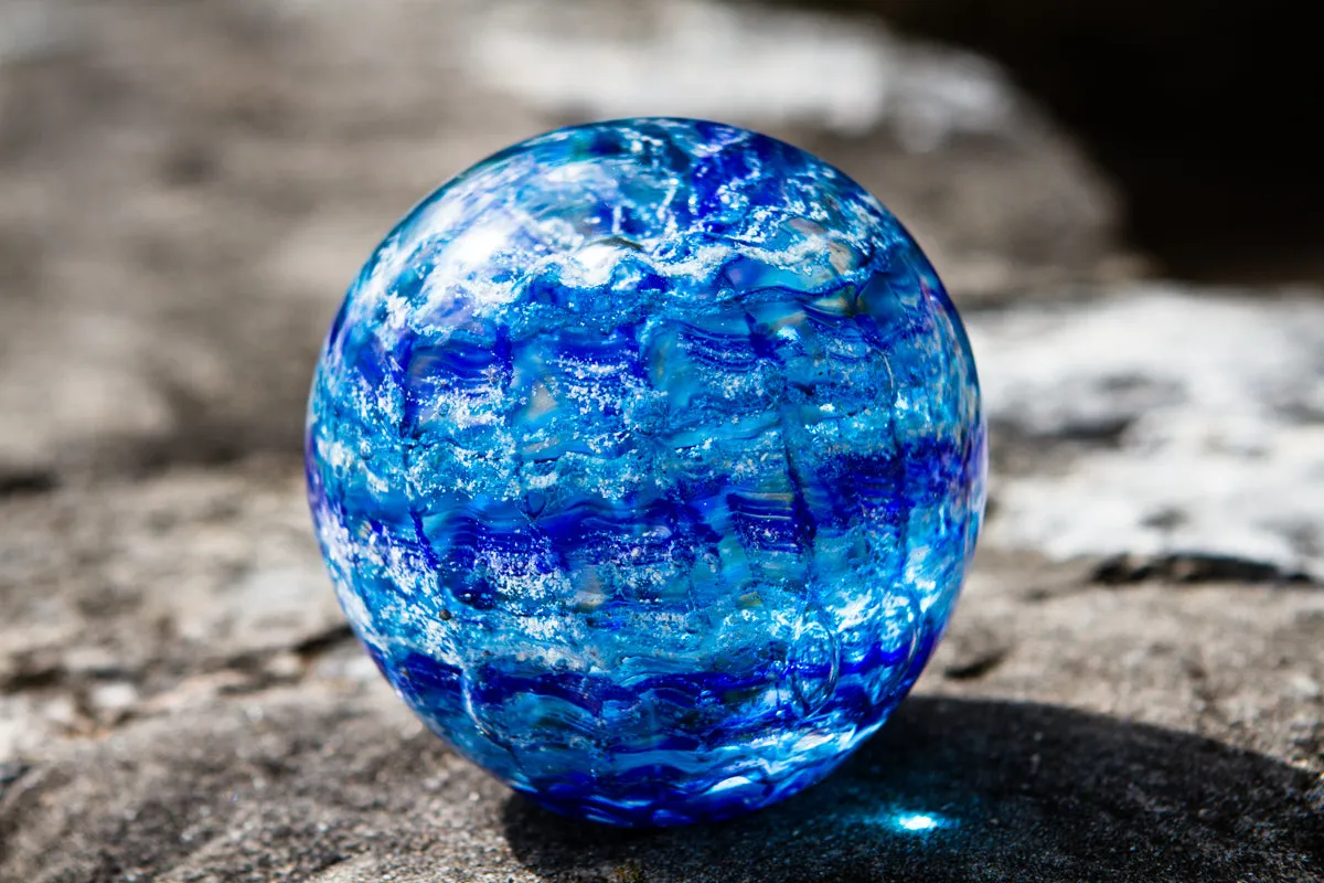 Ocean Ripple Paperweight with Cremation Ashes