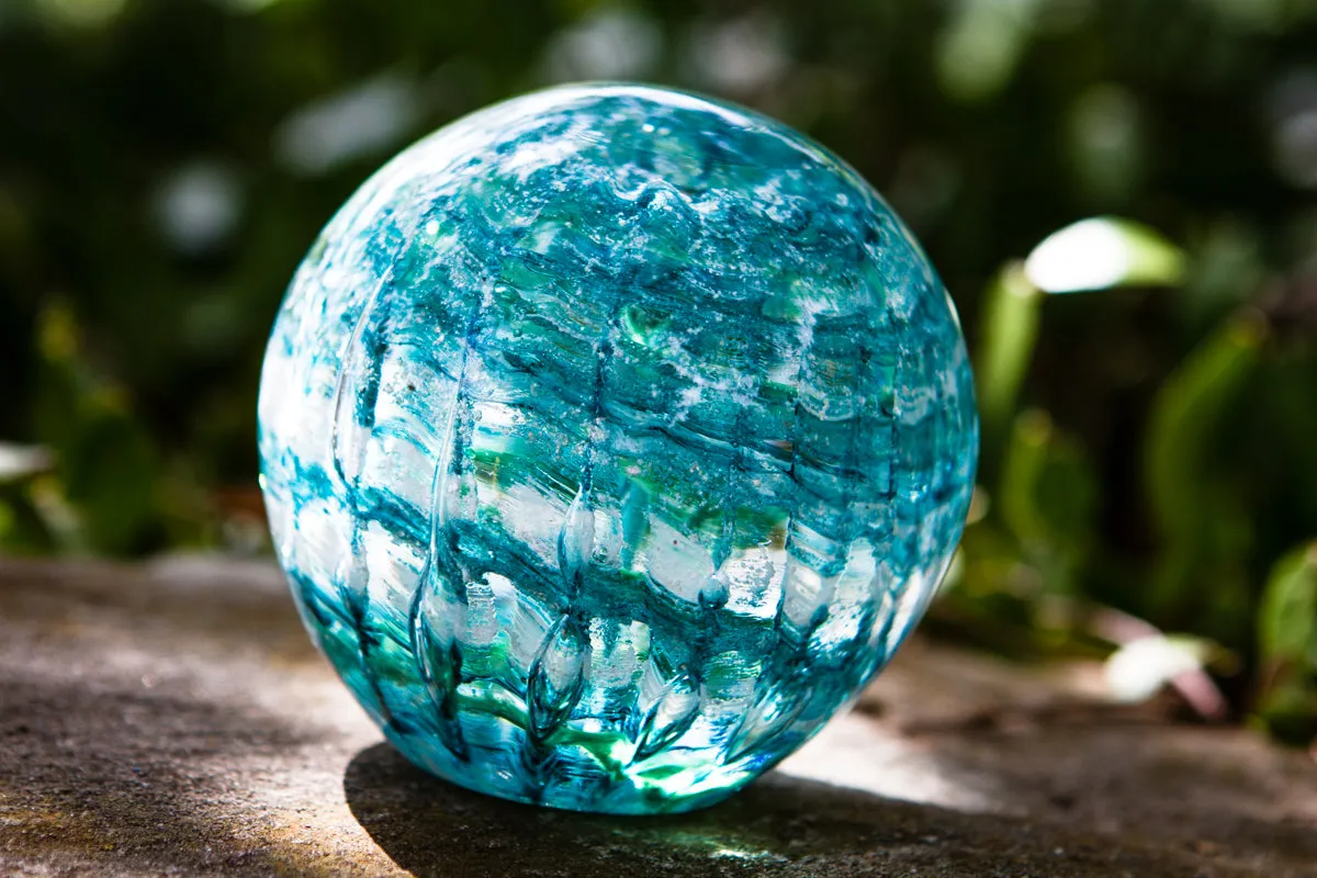 Ocean Ripple Paperweight with Cremation Ashes