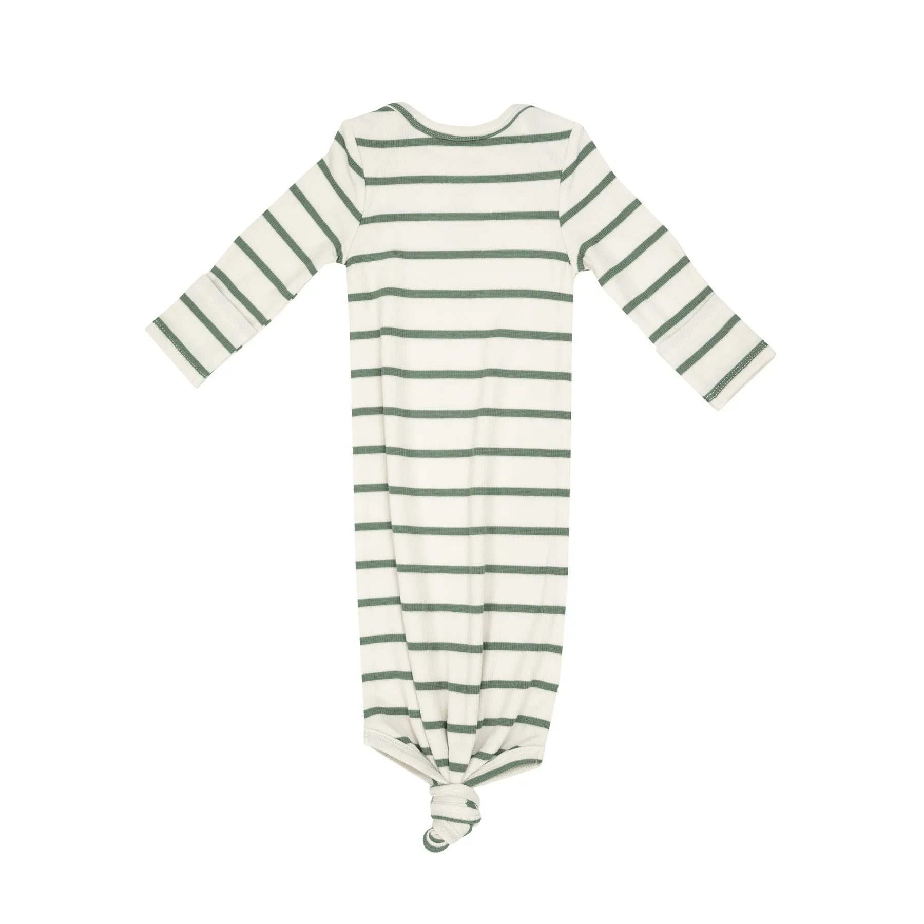 Oil Green Stripe Rib Modal Knotted Gown