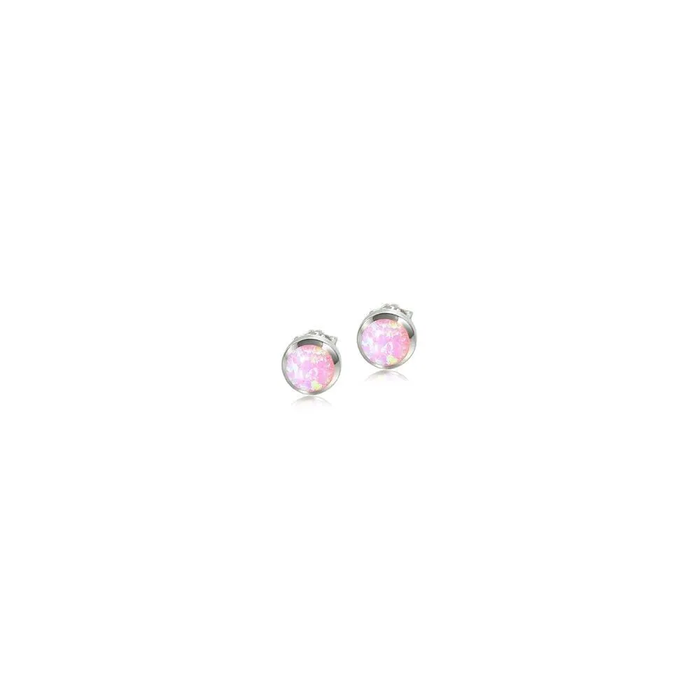 Opal Circle Stud Earrings