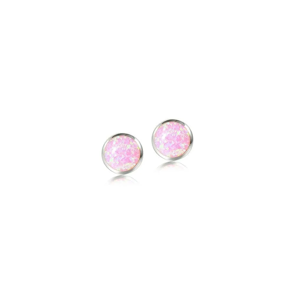 Opal Circle Stud Earrings