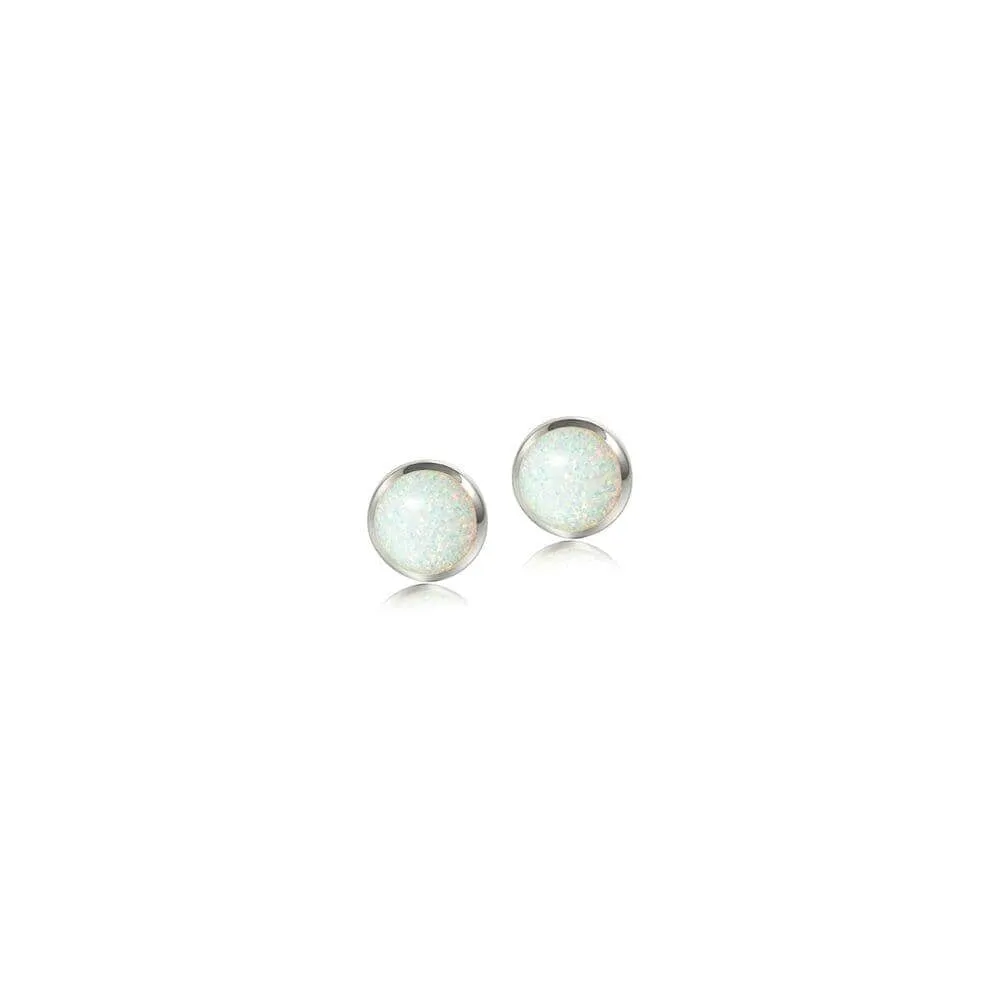 Opal Circle Stud Earrings