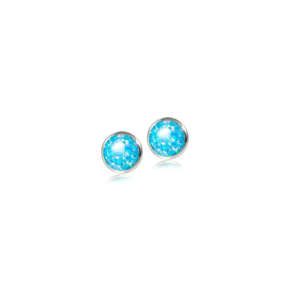 Opal Circle Stud Earrings