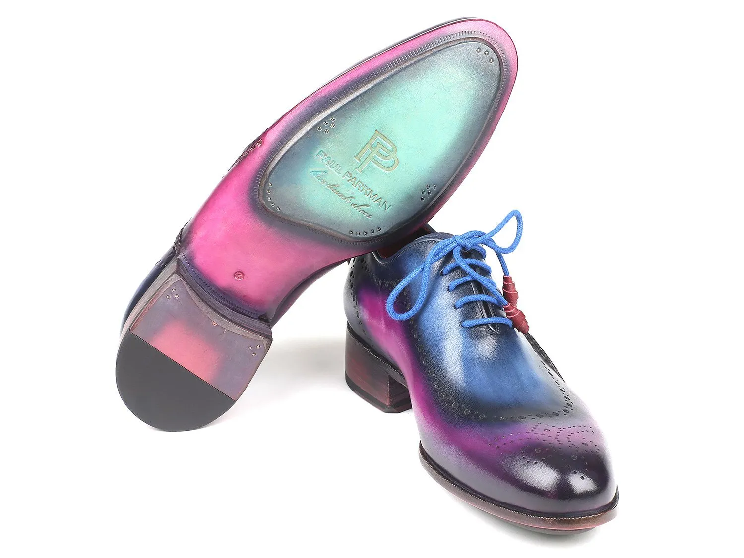 Paul Parkman Opanka Construction Blue & Purple Oxfords (ID#726-BLU-PUR)