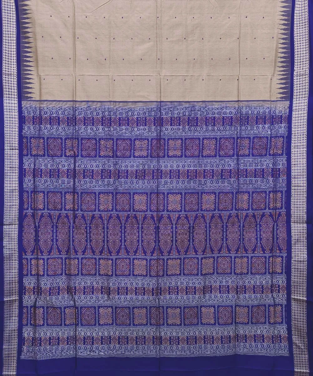 Peach navy blue Silk Handwoven Bomkai Saree