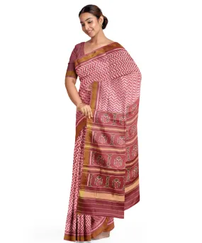 Peach silk handloom patola saree