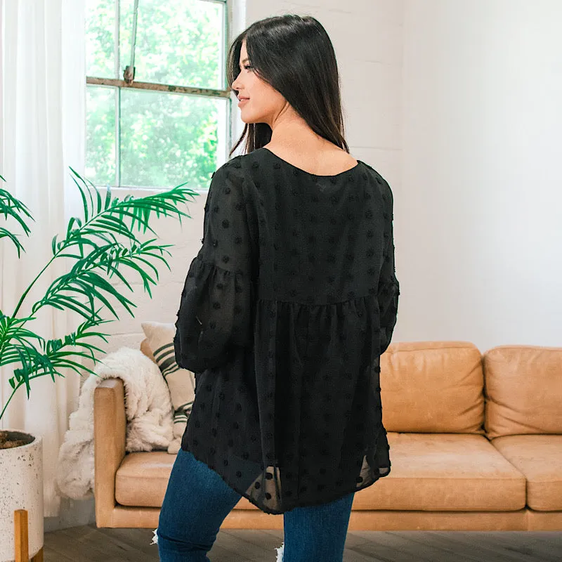 Penny Pom Pom Blouse - Black