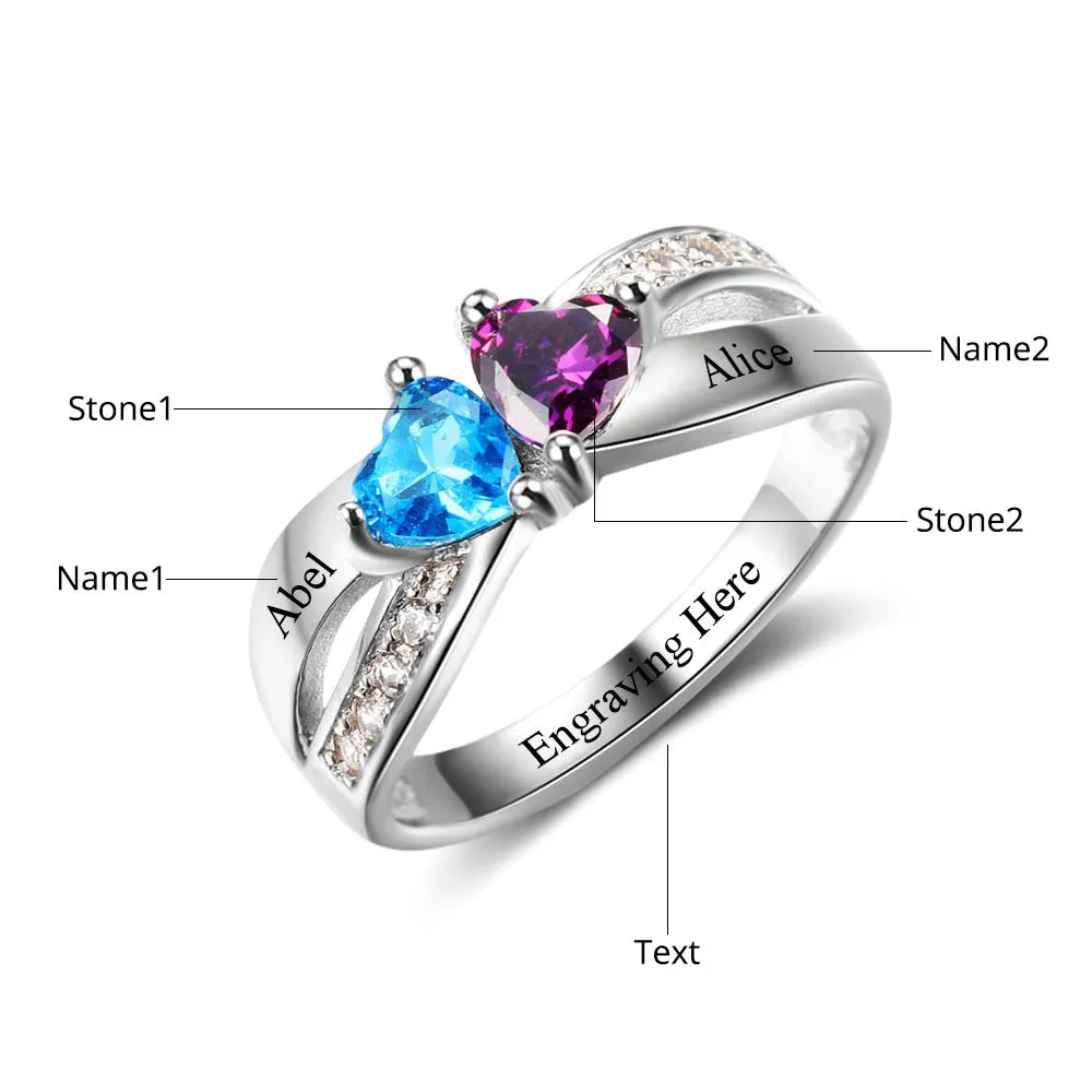 Personalized Engrave Name Custom Birthstone Ring