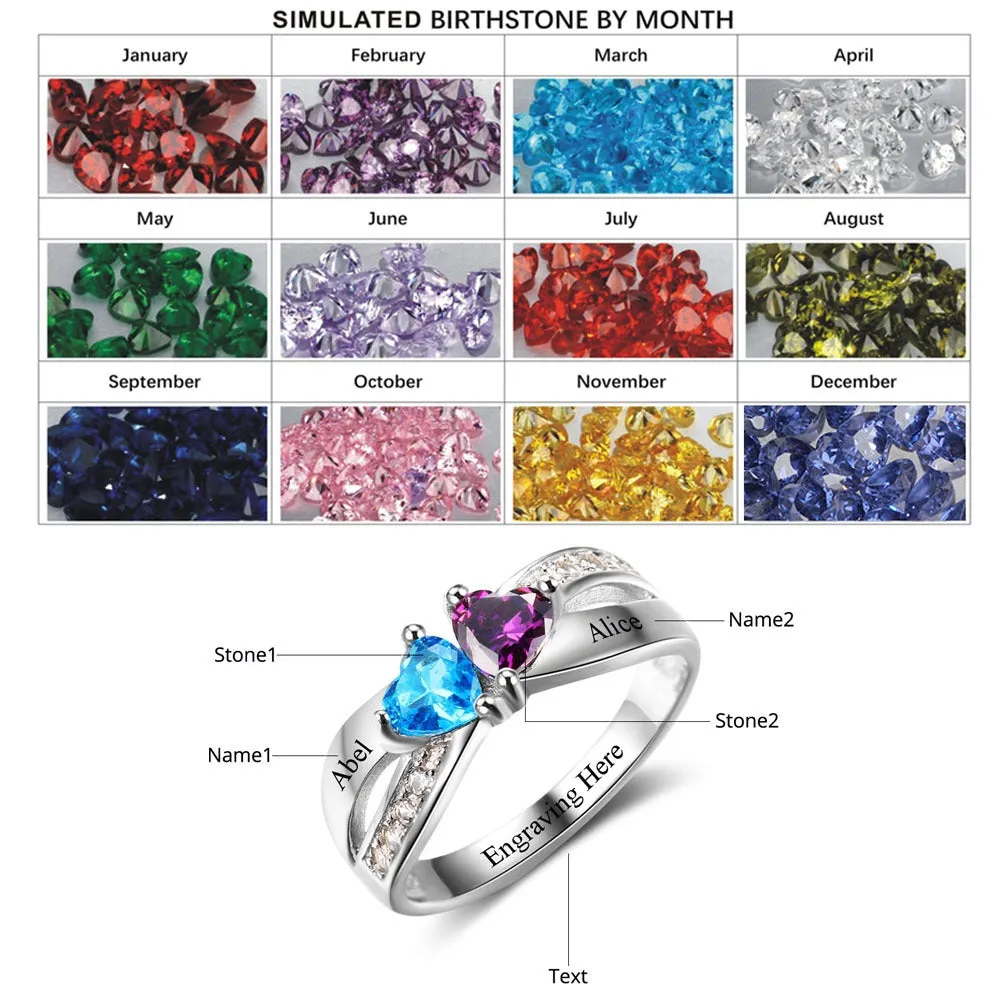 Personalized Engrave Name Custom Birthstone Ring