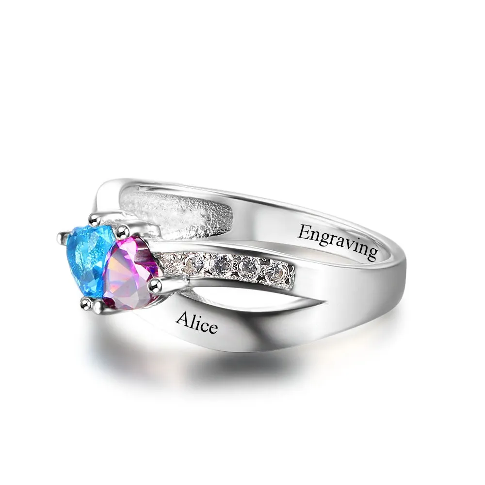 Personalized Engrave Name Custom Birthstone Ring