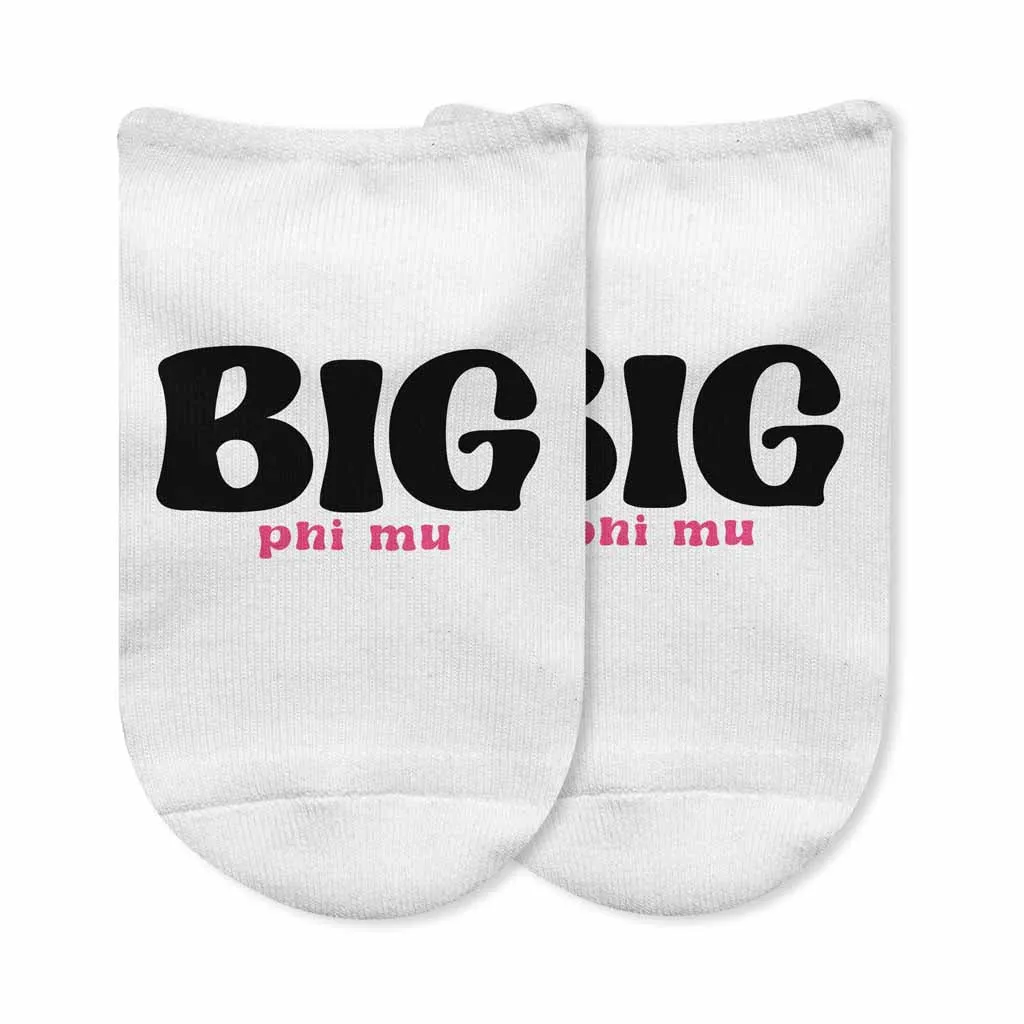 Phi Mu No Show Socks for Bigs and Littles