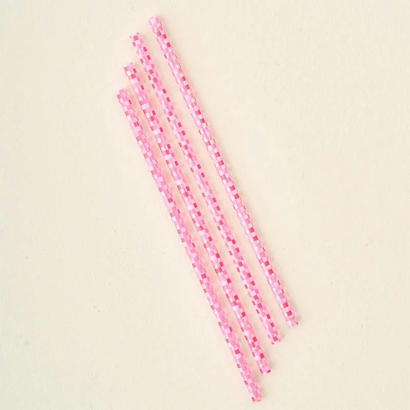 Pink Checkered 40oz Straw Set