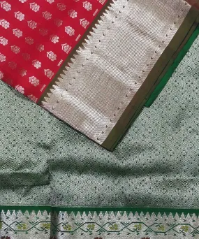 Pink dark green silk handloom venkatagiri saree