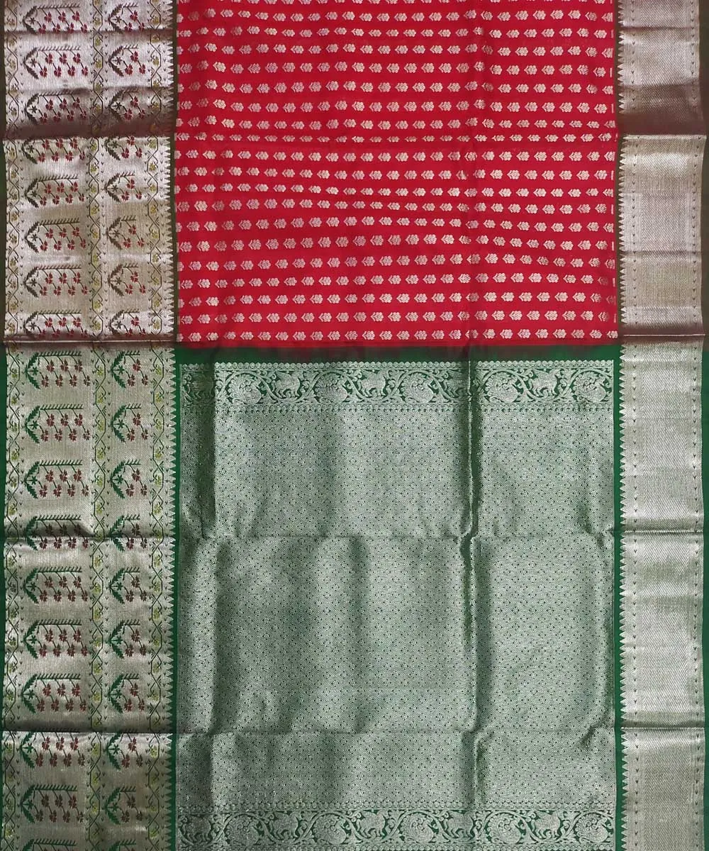 Pink dark green silk handloom venkatagiri saree