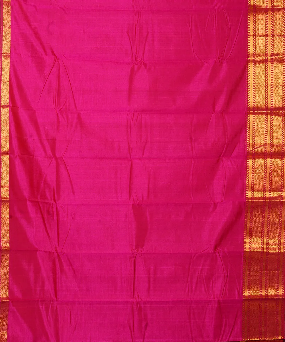 Pink handwoven cotton silk mangalagiri saree