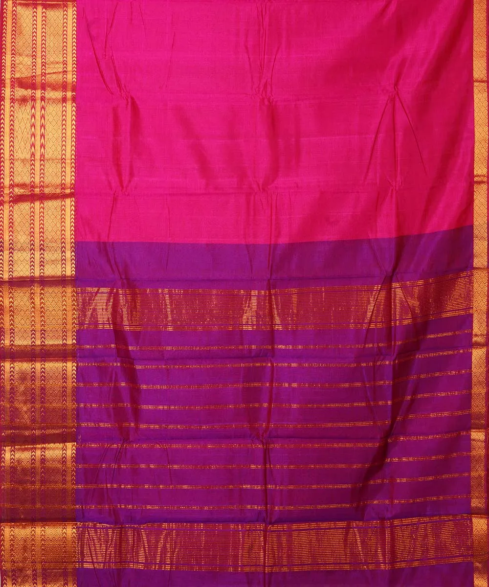 Pink handwoven cotton silk mangalagiri saree