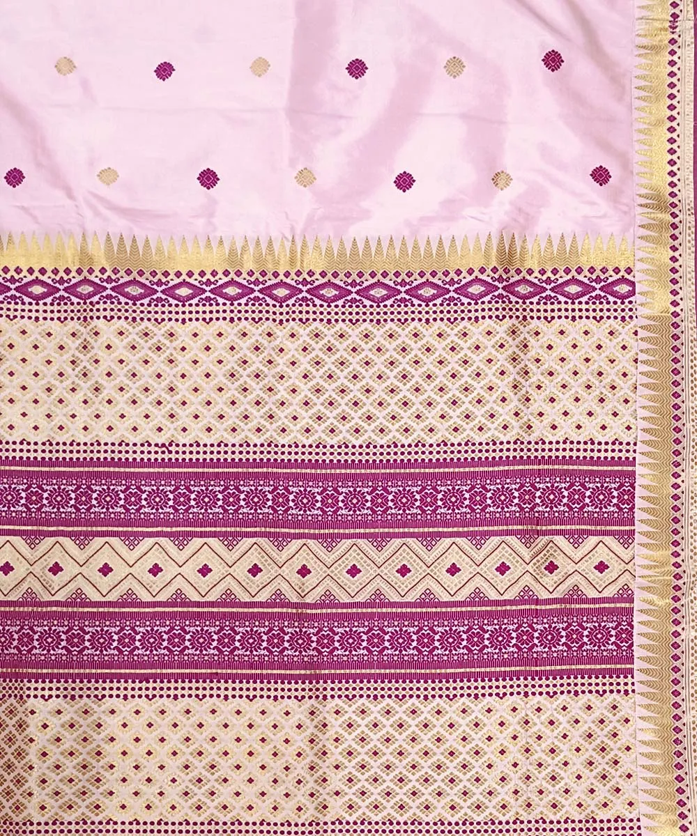 Pink red silk handloom assam saree