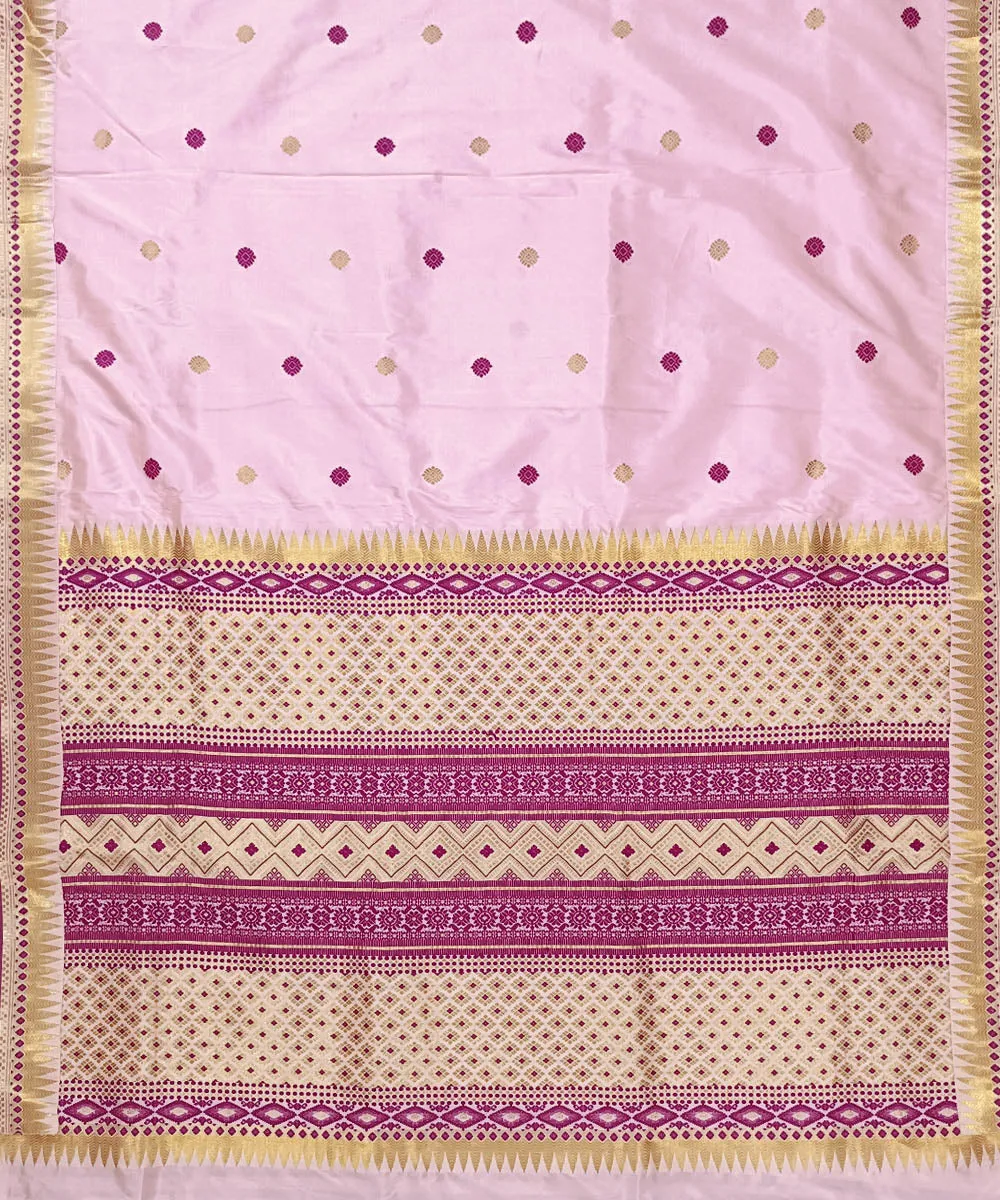 Pink red silk handloom assam saree