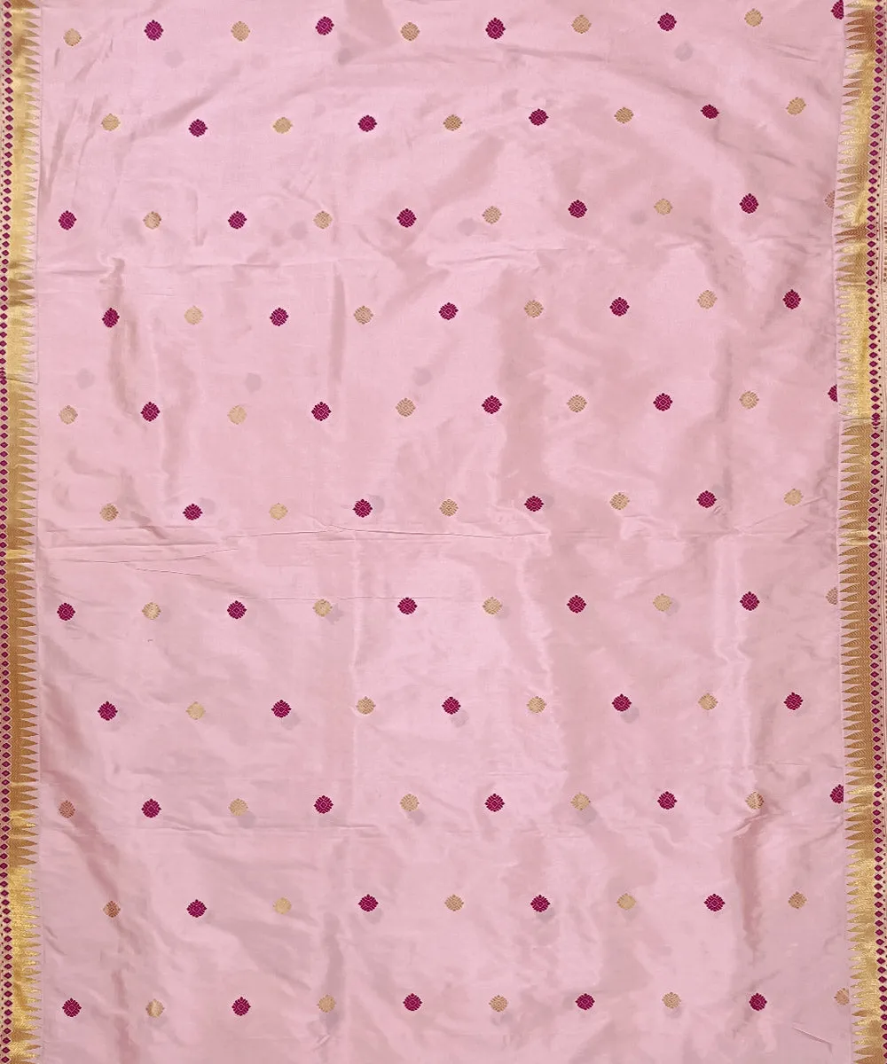 Pink red silk handloom assam saree